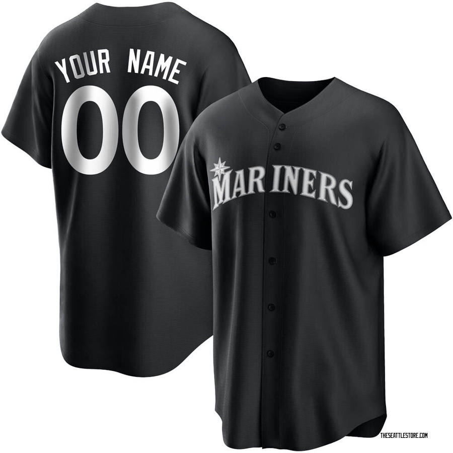 Black/White Replica Custom Youth Seattle Mariners Jersey Seattle Store