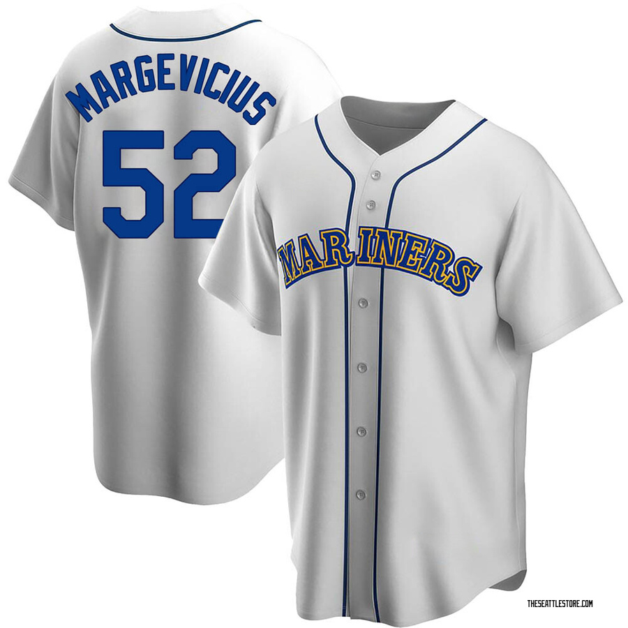 White Replica Nick Margevicius Youth Seattle Mariners Home Cooperstown Collection Jersey